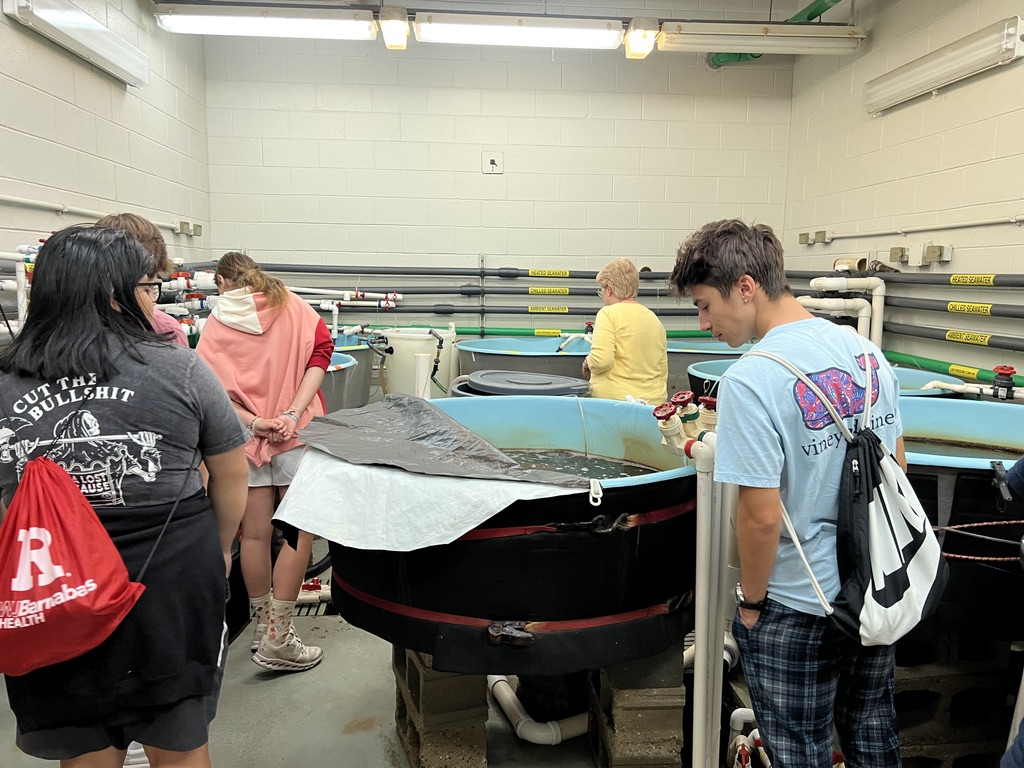 RU AFS members look into holding tanks at a lab
